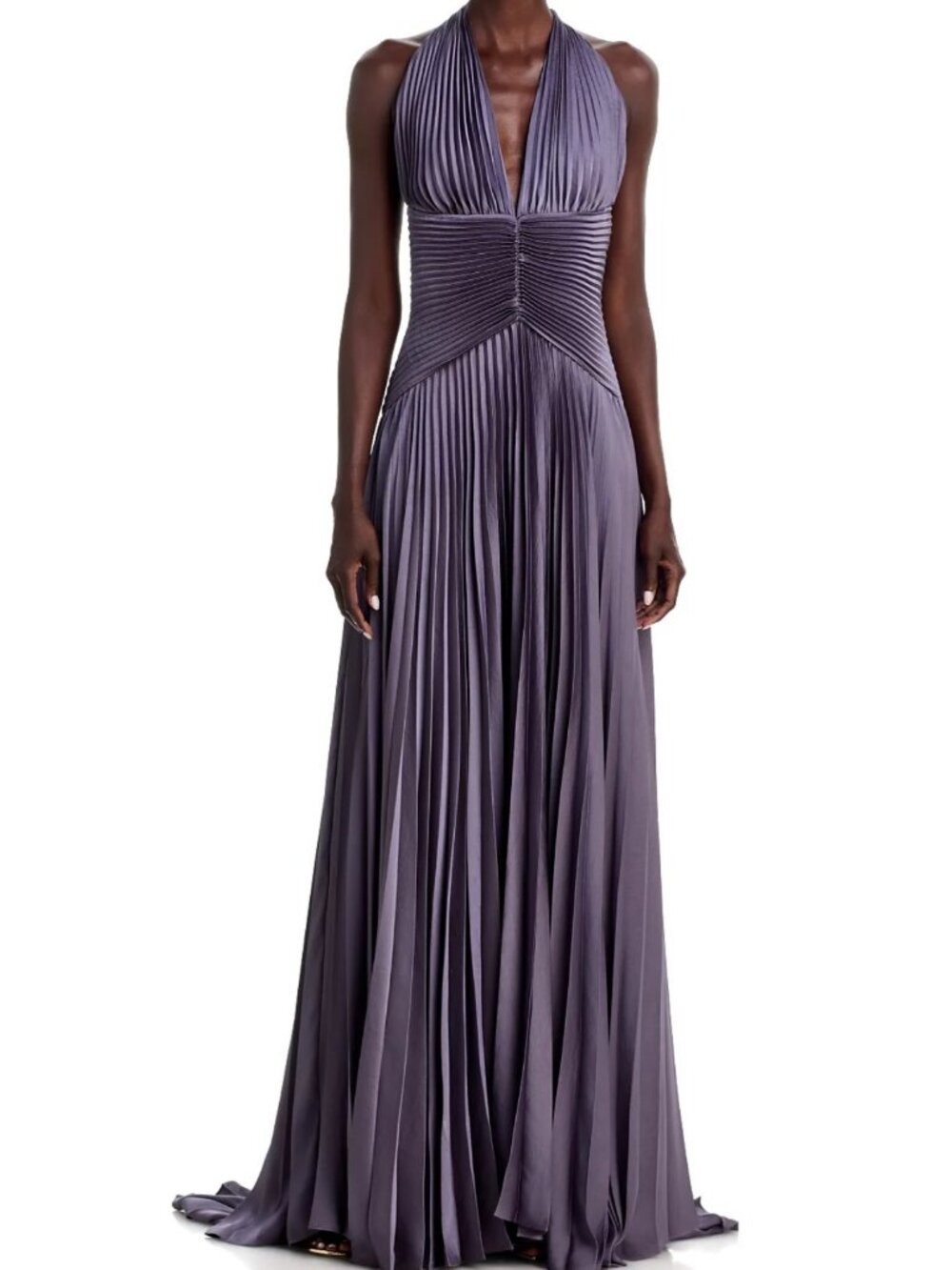A.L.C. Sabine Pleated Halter Gown
